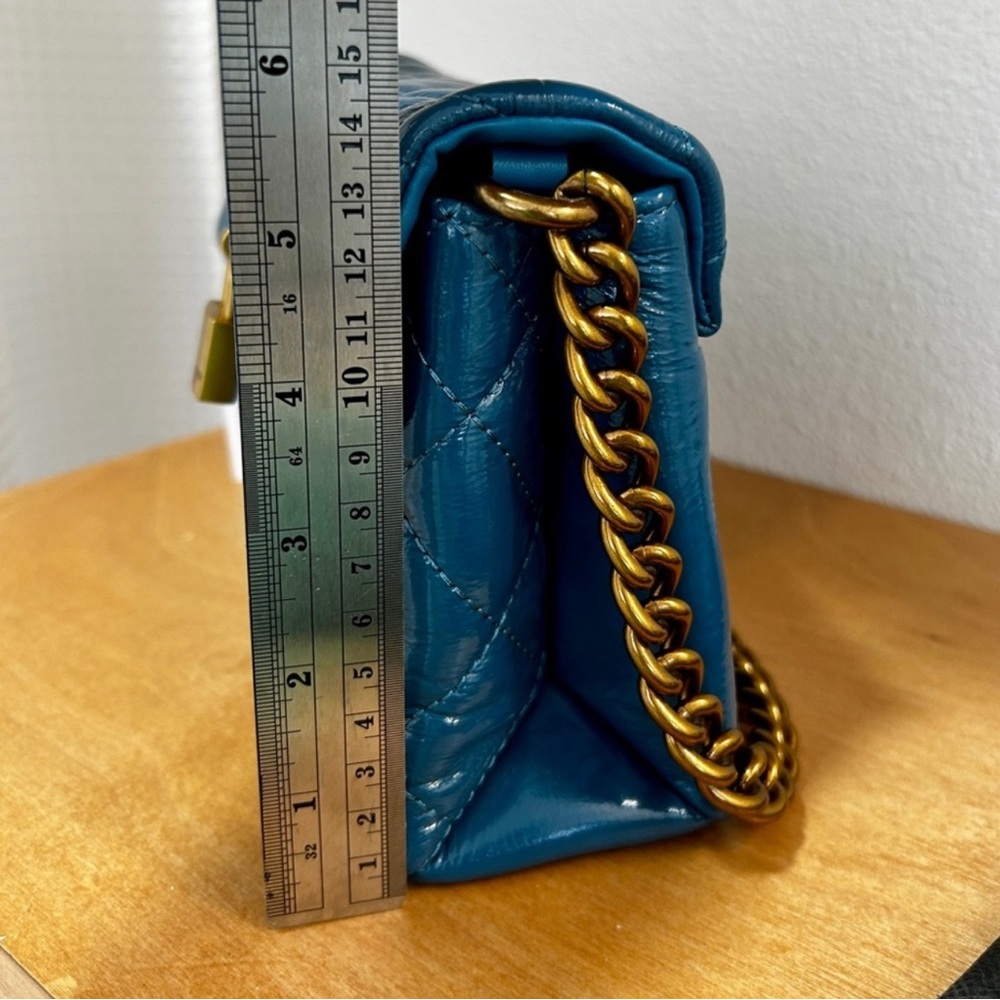 Kurt Geiger Blue Quilted Patent Leather Crossbody Bag - Picture 11 of 11